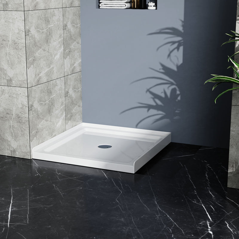 Goodyo - Centered Drain Shower With 3-Side Tile Flanges - White