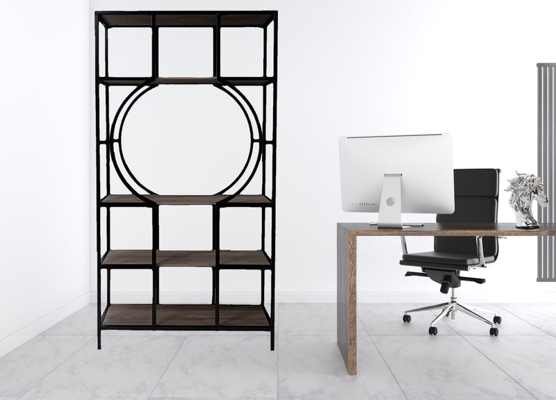 Open Back Four Tier Bookcase With Frame - Black