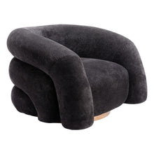 Load image into Gallery viewer, 37" Faux Shearling And Upholstered Arm Chair - Black / Gold
