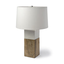 Load image into Gallery viewer, Block Table Or Desk Lamp - White Marble And Natural Wood
