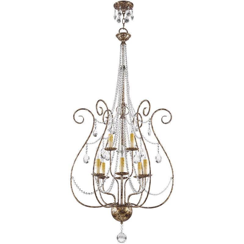 52" Nine Light Dimmable Chandelier With Shades - Bronze