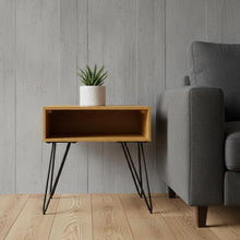 Load image into Gallery viewer, Metal Square End Table - Oak
