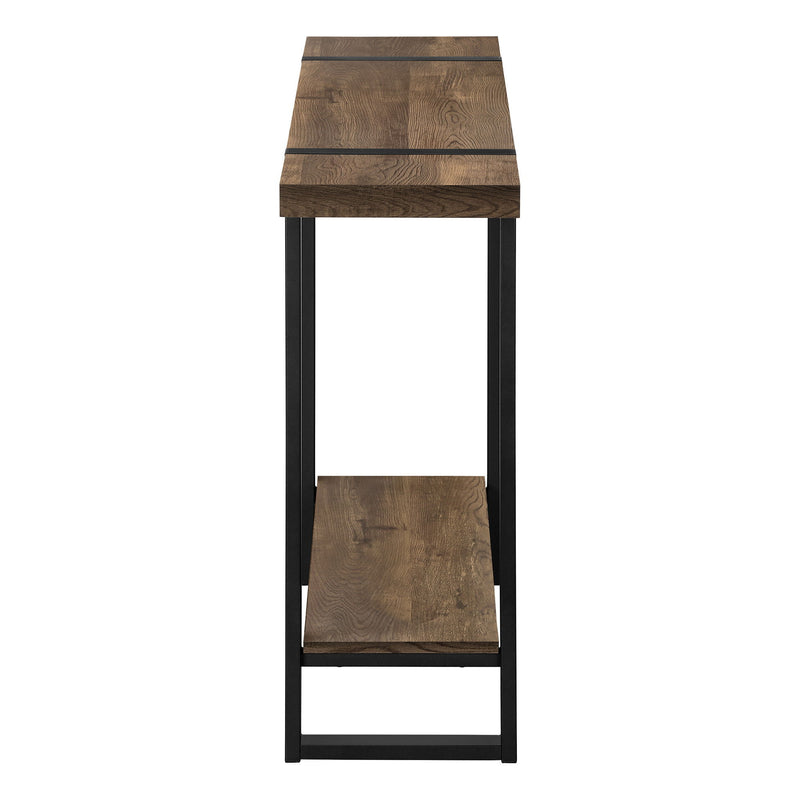 47" Wood And Metal Distressed Sled Console Table With Shelf - Black And Brown