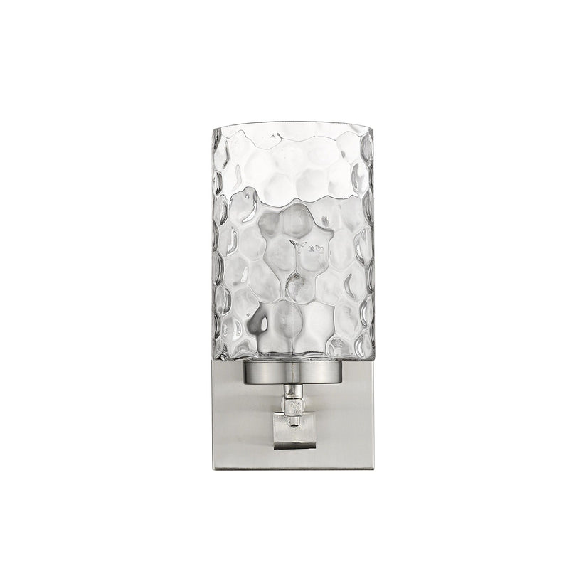 Metal And Pebbled Glass Wall Sconce - Silver