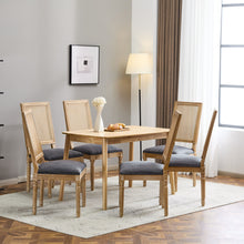 Load image into Gallery viewer, French Country Dining Chair With Rectangular Cane Backrest And Smooth Upholstered Seating
