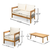 Load image into Gallery viewer, Porto - Outdoor 4 Piece Chat Set, Comfortable Seating, Acacia Wood And Rope, Compact Dimensions - Teak / Beige
