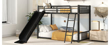 Load image into Gallery viewer, Metal Bunk Bed with Slide, Twin over Twin, Black
