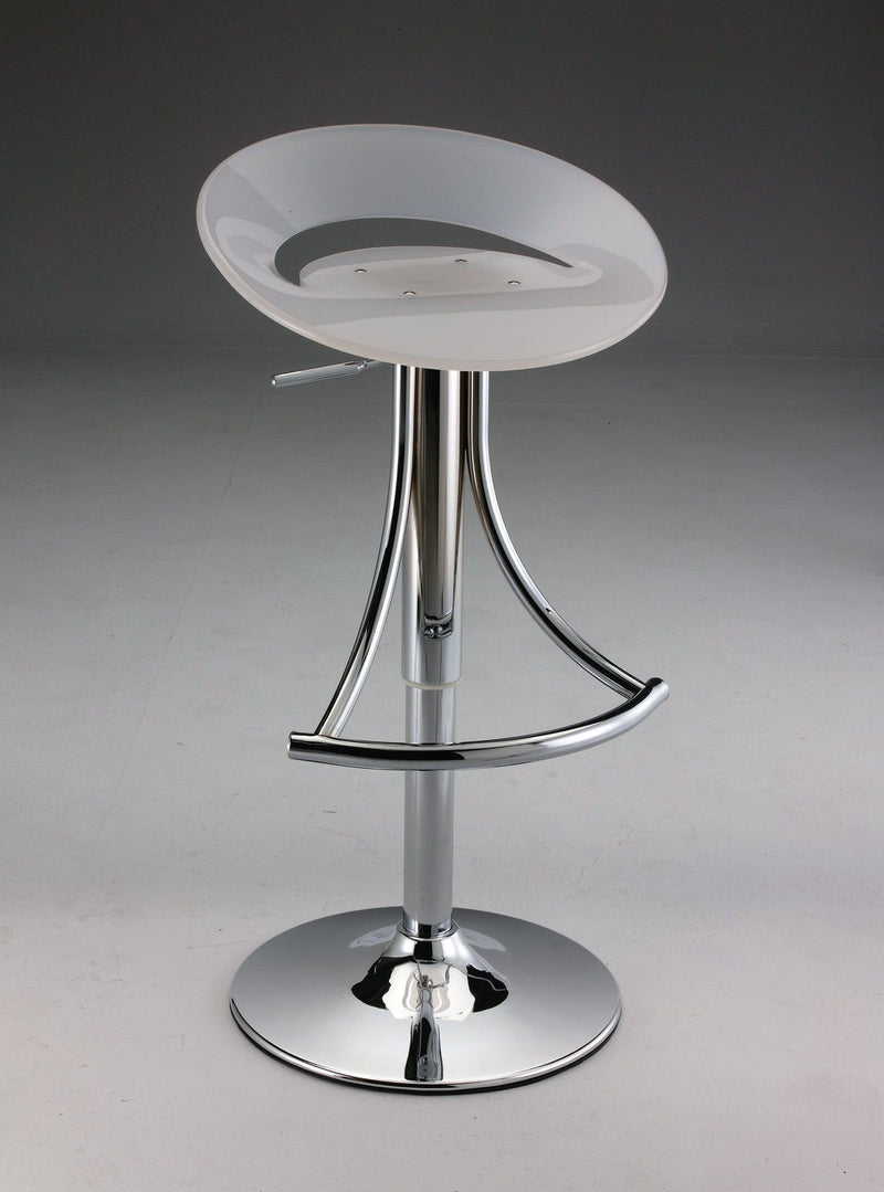 Acrylic And Metal Low Back Adjustable Height Bar Chair - White And Silver