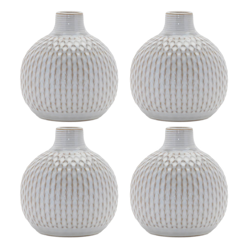 Bud Vases With Sculptural Details (Set of 4) - Natural / Off White