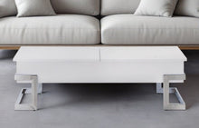 Load image into Gallery viewer, Metal Lift Top Coffee Table - White And Silver
