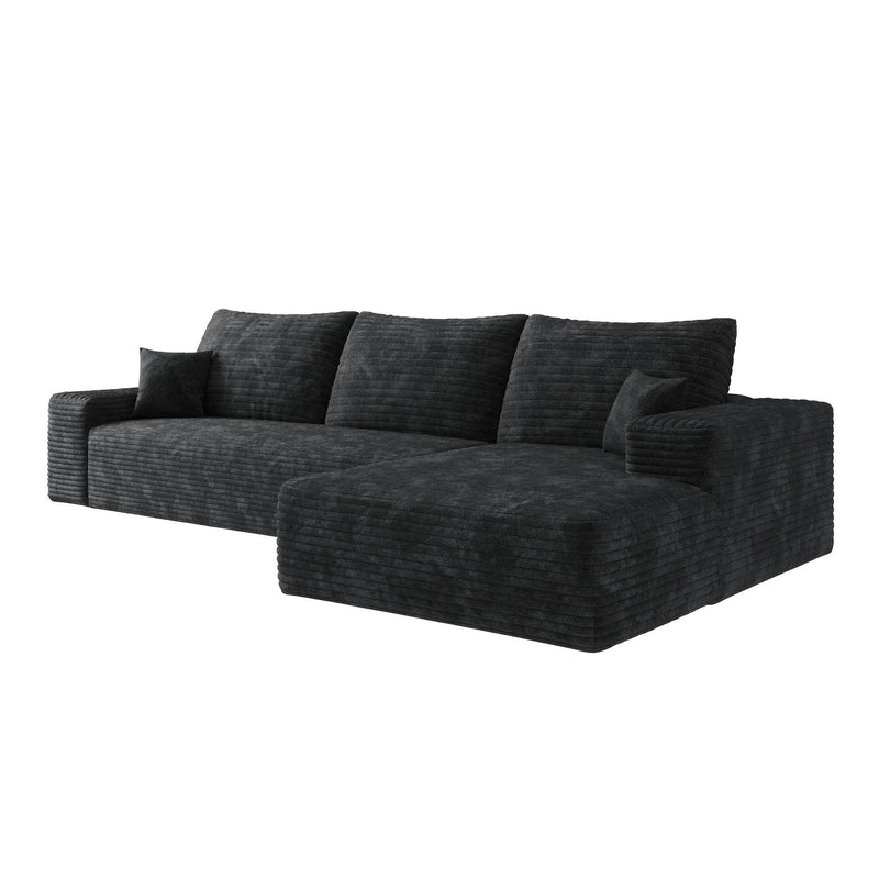 Corduroy Modular L Shaped Sofa And Chaise Sectional (762646) - Black
