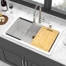 Load image into Gallery viewer, Granite Composite Quartz Kitchen Sink With Workstation Features And Drop In Design
