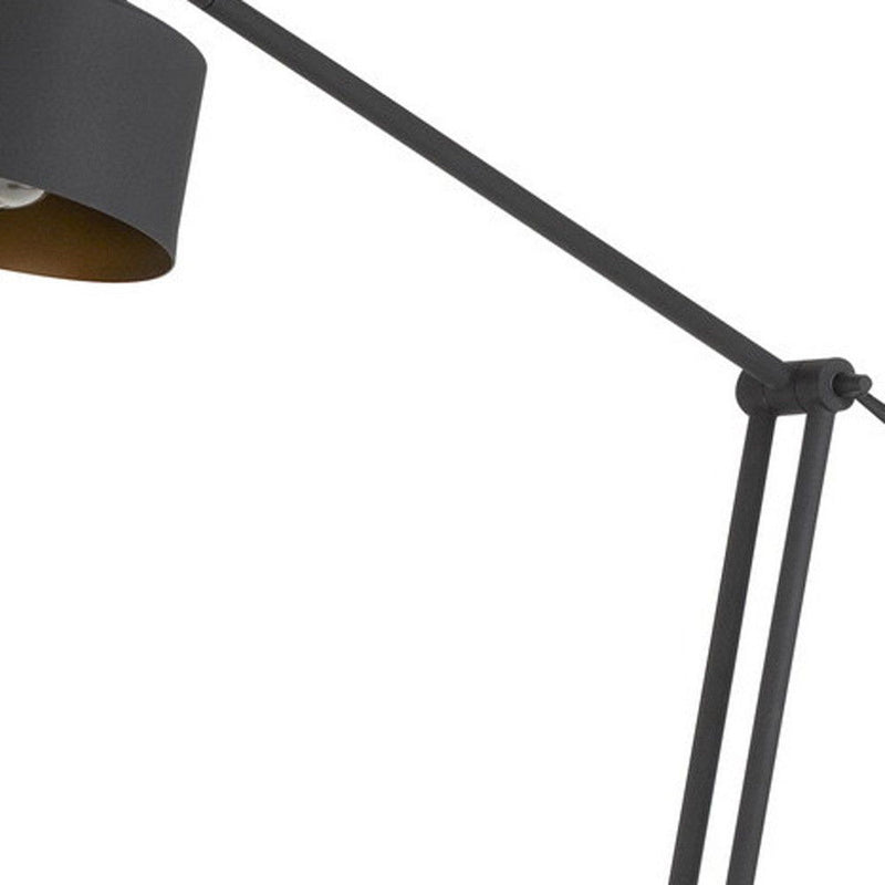 Adjustable Traditional Shaped Floor Lamp With Black Dome Shade - Black
