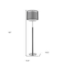 Load image into Gallery viewer, Traditional Shaped Floor Lamp With Black And White Drum Shade - Chrome
