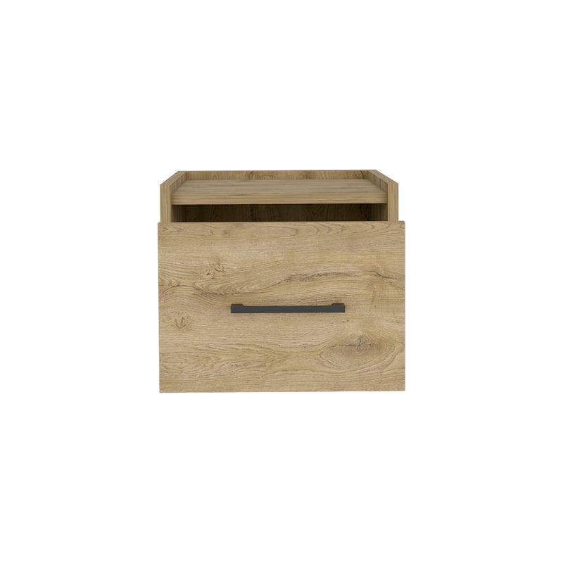 10" One Drawer Faux Wood Nightstand - Light Brown
