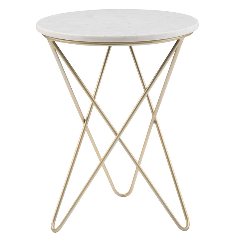 Metal Round End Table Trunk Storage - Gold
