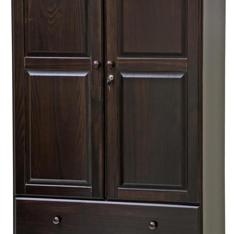 Solid Wood Two Door Two Drawer Combo Dresser - Dark Brown