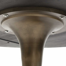 Load image into Gallery viewer, 54" Rounded Solid Wood And Metal Pedestal Base Dining Table - Brown
