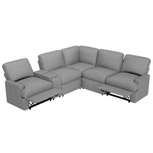 Load image into Gallery viewer, 104&#39;&#39; Power Recliner Corner Sofa Home Theater Reclining Sofa Sectional Couches with Storage Box, Cup Holders, USB Ports and Power Socket for Living Room, Grey
