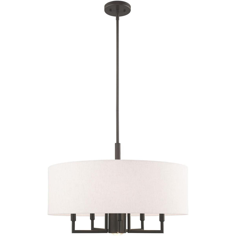 25" Six Light Dimmable Chandelier With Shades - Bronze