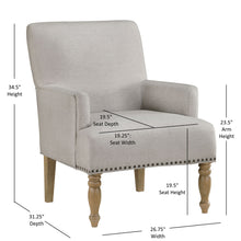 Load image into Gallery viewer, Alice - Upholstered Arm Chair With Nailheads - Beige
