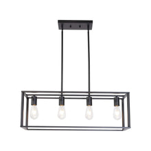 Load image into Gallery viewer, Metal Four Light Caged Rectangular Hanging Pendent Light - Black
