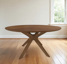 Load image into Gallery viewer, 47" Rounded Solid Manufactured Wood Pedestal Base Dining Table - Brown
