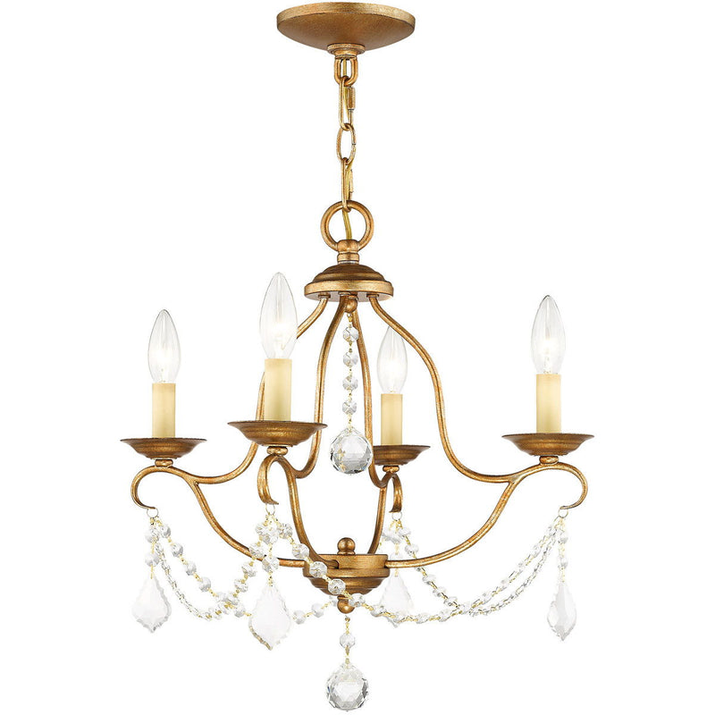 18" Four Light Dimmable Chandelier With Shades - Gold