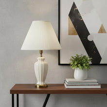 Load image into Gallery viewer, Bedside Table Lamp With Off-White Empire Shade - Gold
