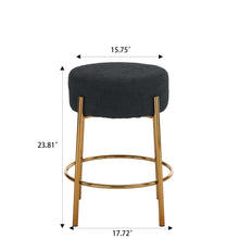 Load image into Gallery viewer, Round Bar Stools (Set of 2), Contemporary Upholstered Dining Stools For Kitchens, Coffee Shops And Bar Stores - Gold Legs
