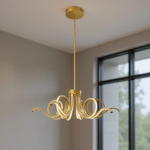 Load image into Gallery viewer, Six Light Metal LED Dimmable Chandelier - Gold
