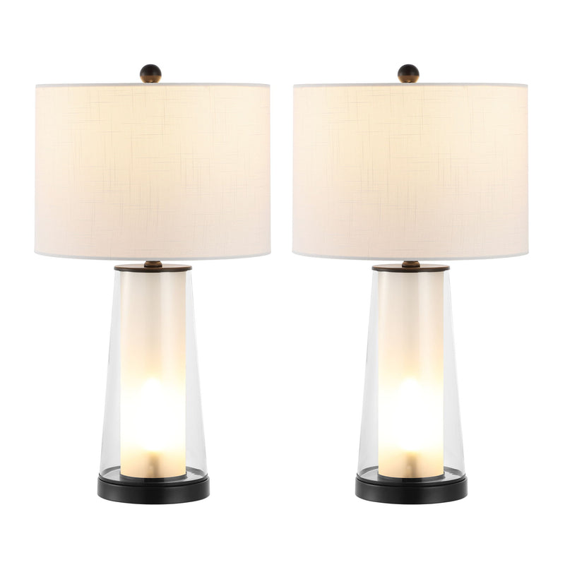 Lighthouse Table Lamps LED With Drum Shades (Set of 2) - Antiqued Bronze