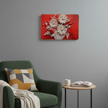 Load image into Gallery viewer, Silent Analog Floral Wall Clock - White / Red / Black
