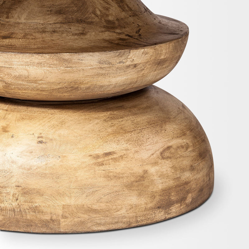 60" Rounded Solid Wood Pedestal Base Dining Room Table - Natural