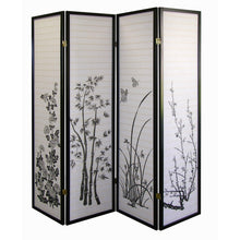 Load image into Gallery viewer, Folding Four Panel Screen Room Divider (469142) - Black / White
