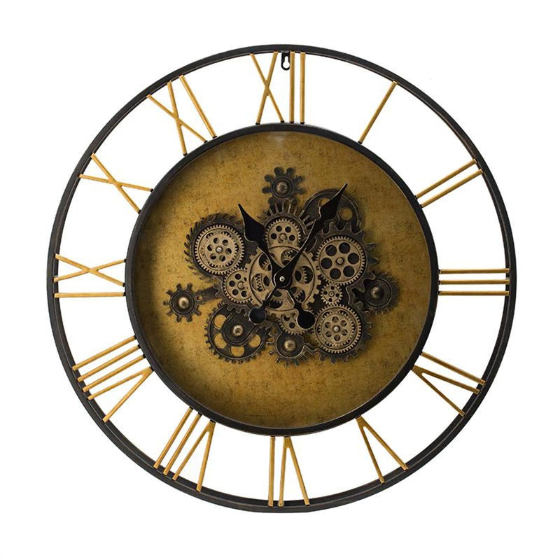 Circle Analog Exposed Gear Wall Clock (485980) - Copper
