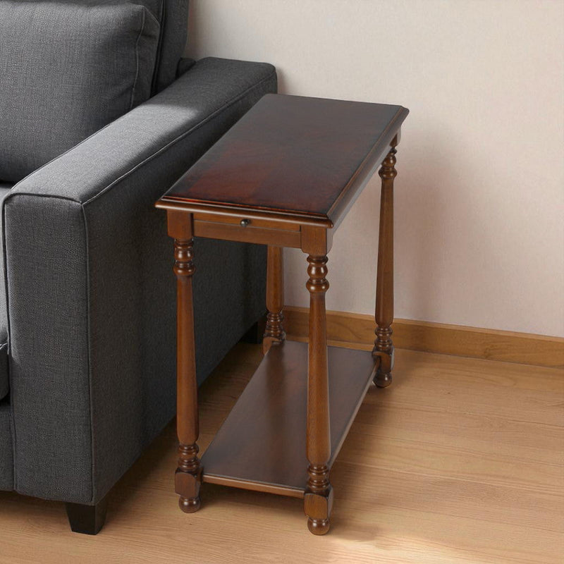 24" x 12" x 24.3" End Table With Shelf - Dark Brown