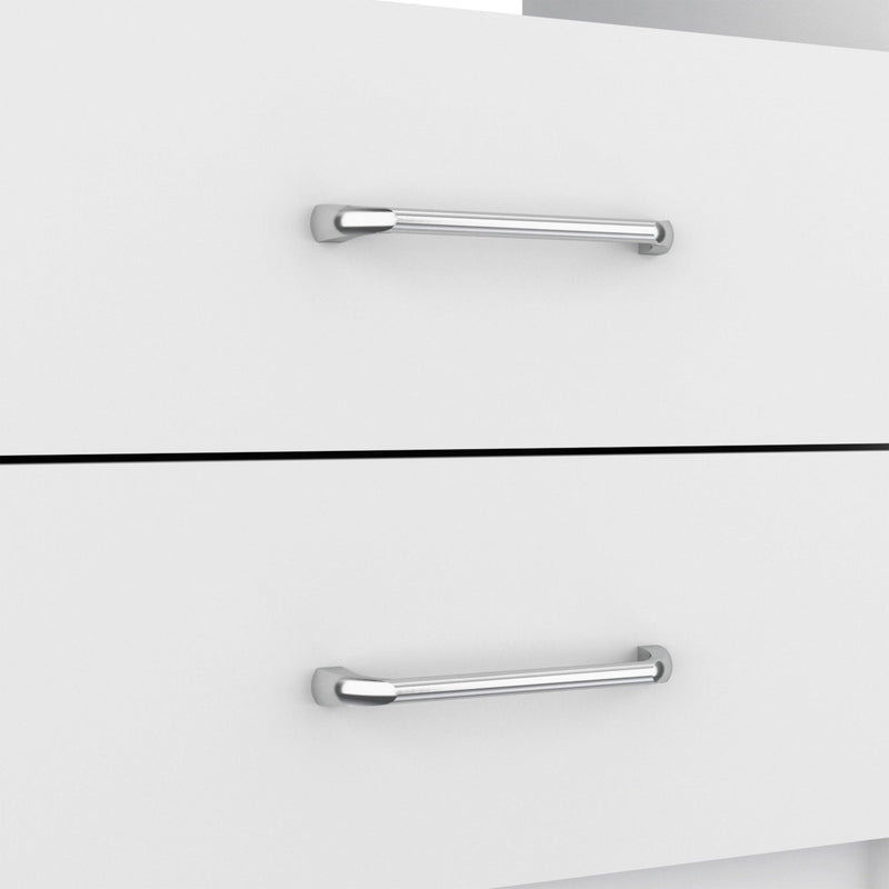16" x 12.9" x 19.9" Two Drawer Faux Wood Nightstand - White