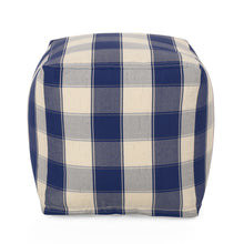 Load image into Gallery viewer, Connor - Checkered Square Pouf Ottoman And Floor Cushion - Ivory / Navy
