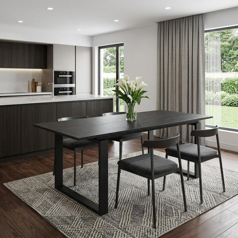 Wood Sled Base Dining Table - Black