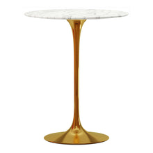 Load image into Gallery viewer, Rounded Marble And Metal Bar Table - White And Gold
