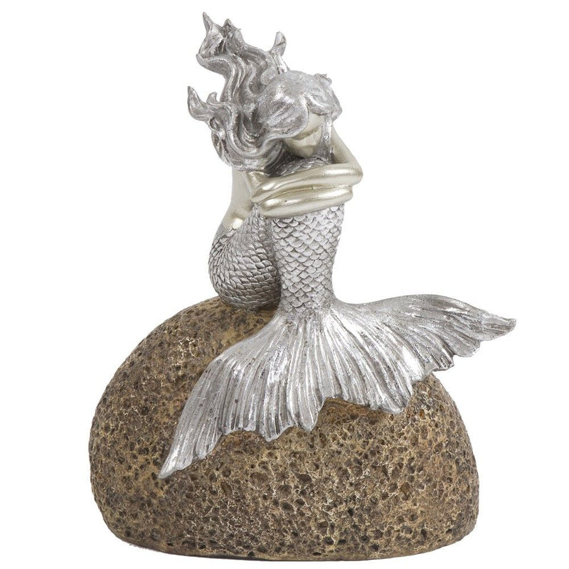 Contemplative Mermaid Tabletop Sculpture - Brown / Silver