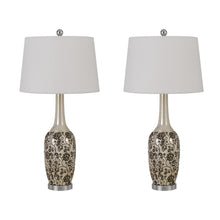 Load image into Gallery viewer, Metal Two Light Bedside Table Lamps With White Globe Shade (Set of 2) - Silver
