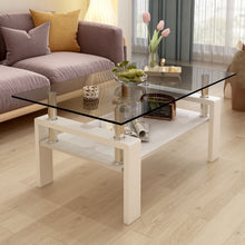 Load image into Gallery viewer, Modern Rectangular Coffee Table With Tempered Transparent Glass Top And Storage Shelf

