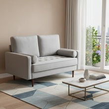 Load image into Gallery viewer, Velvet Loveseat And Toss Pillows - Gray / Dark Brown
