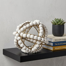 Load image into Gallery viewer, Wooden Bead Orb Sculpture - White / Gold

