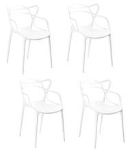 Load image into Gallery viewer, Heavy Duty Plastic Open Back Dining Arm Chairs (Set of 4) - White
