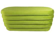 Load image into Gallery viewer, Velvet Tufted Oval Ottoman - Green

