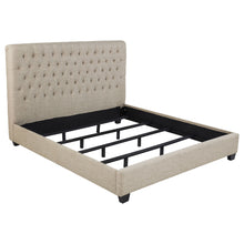 Load image into Gallery viewer, Copper - Eastern King Panel Bed With Tufted Design - Oatmeal
