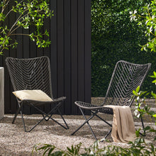 Load image into Gallery viewer, Outdoor Wicker Chair With Geometric Cross Base, (Set of 2) - Gray
